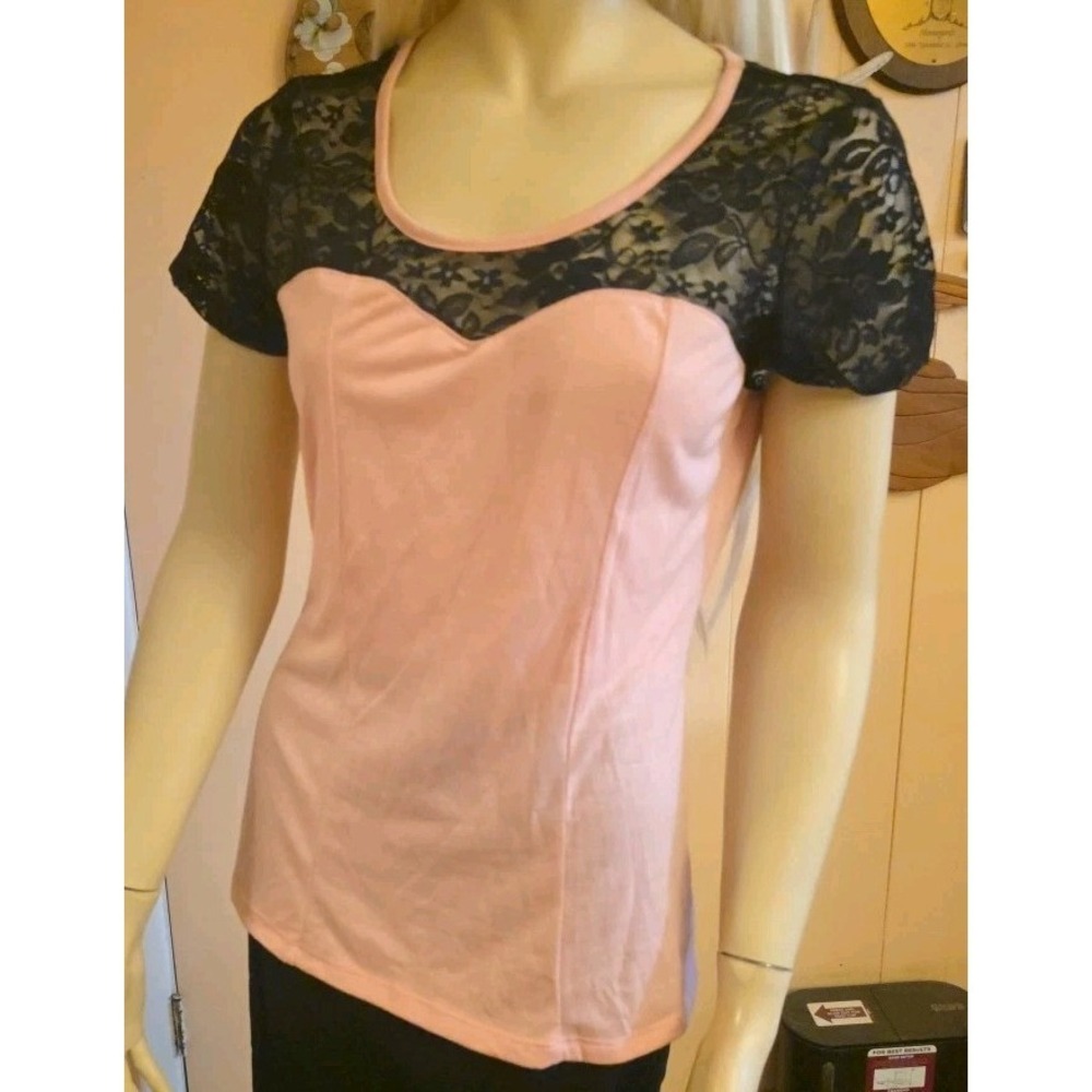 Y2K LOL Vintage Lace Top Womens Large Emo Grunge Mall Goth Streetwear Alt